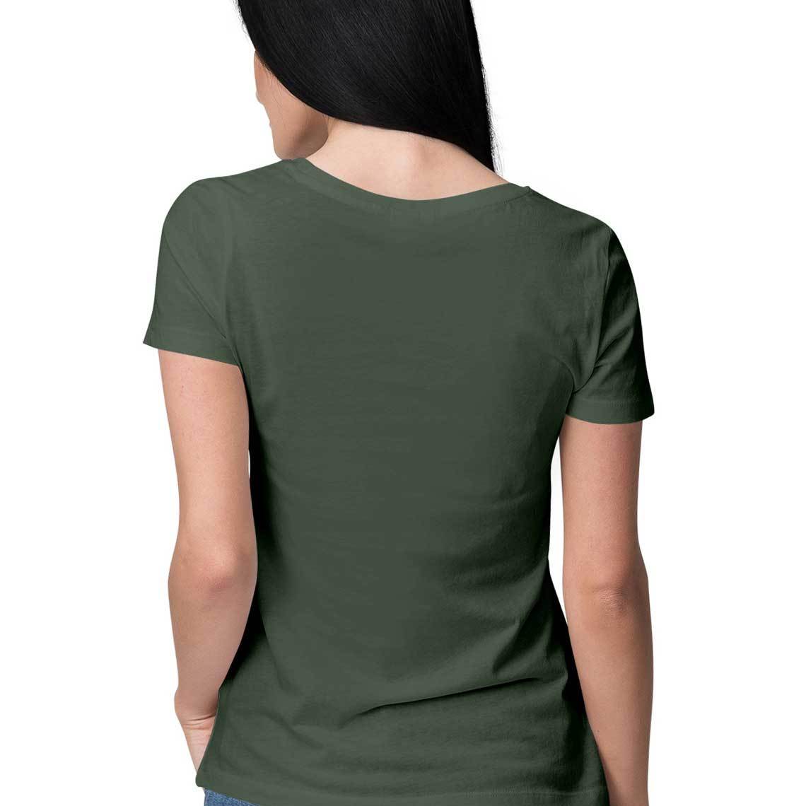 Olive Green an seanré Women's Half Sleeve Round Neck T-Shirt