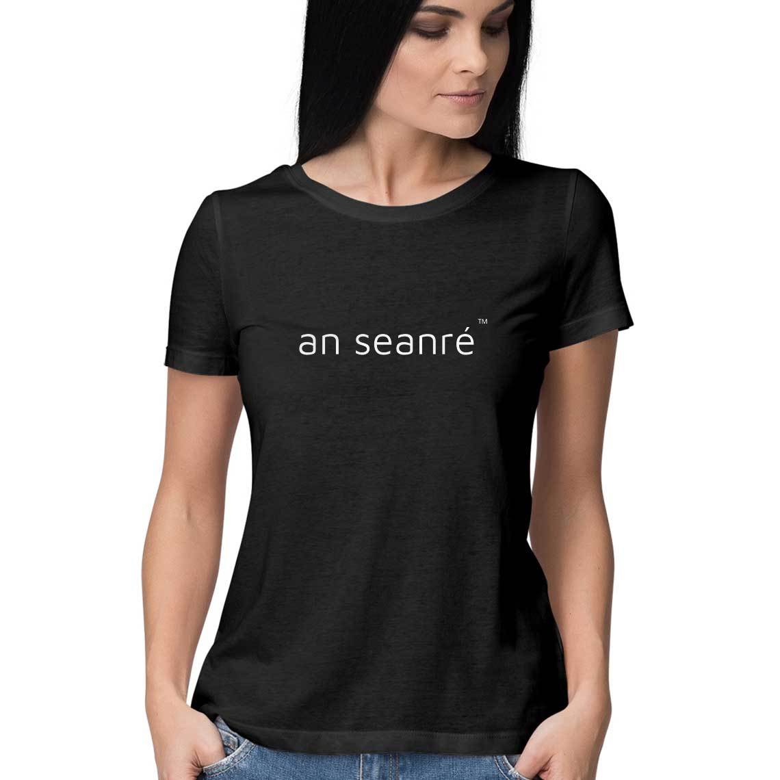 Black an seanré Women's Half Sleeve Round Neck T-Shirt