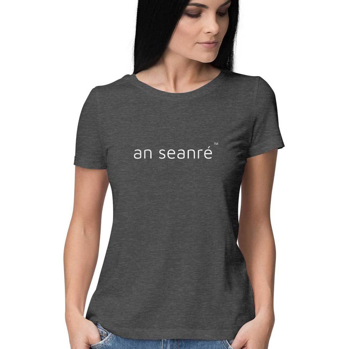 Charcoal Grey an seanré Women's Half Sleeve Round Neck T-Shirt