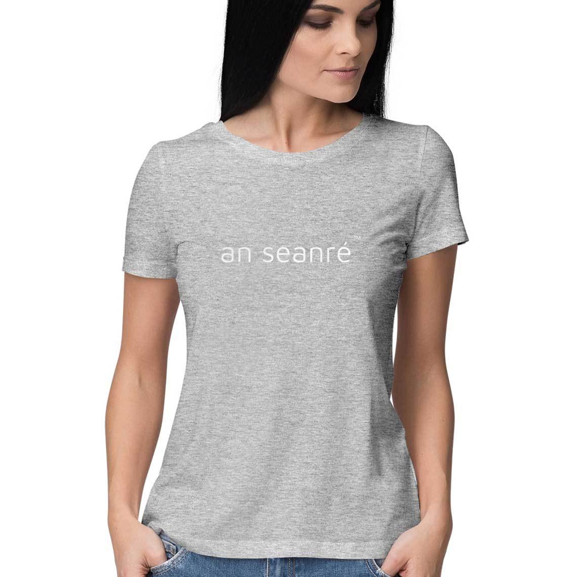 Melange Grey an seanré Women's Half Sleeve Round Neck T-Shirt