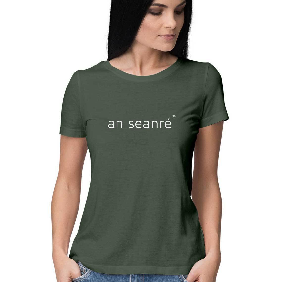 Olive Green an seanré Women's Half Sleeve Round Neck T-Shirt