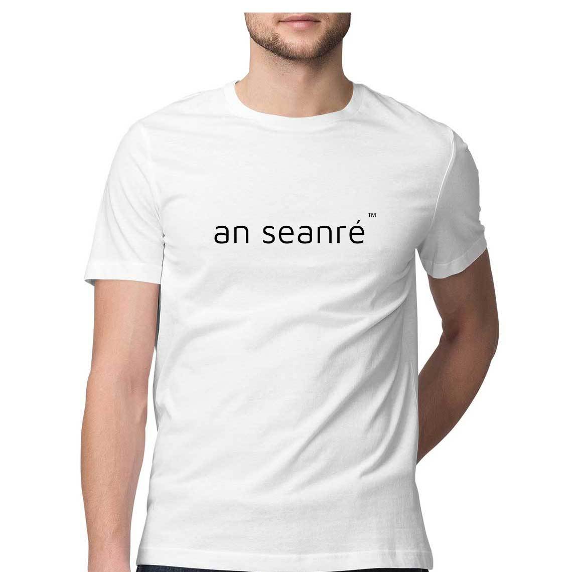 White an seanré Mens Half Sleeve Round Neck T-Shirt