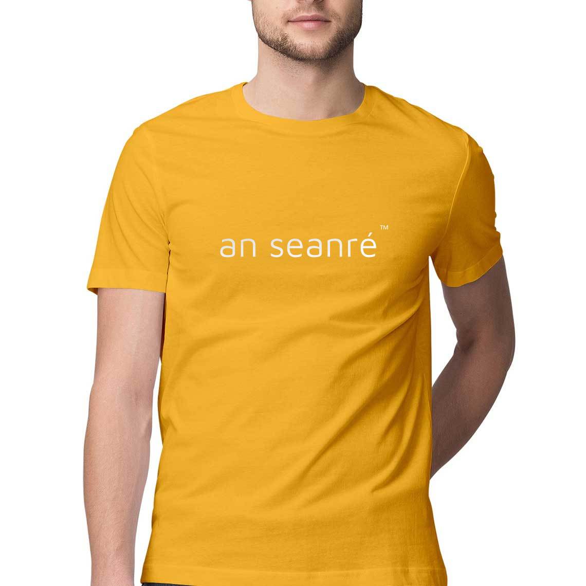 Golden Yellow an seanré Mens Half Sleeve Round Neck T-Shirt