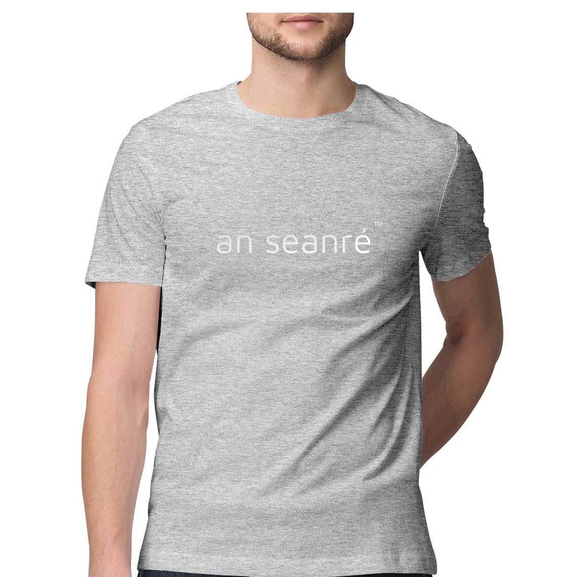 Melange Grey an seanré Mens Half Sleeve Round Neck T-Shirt