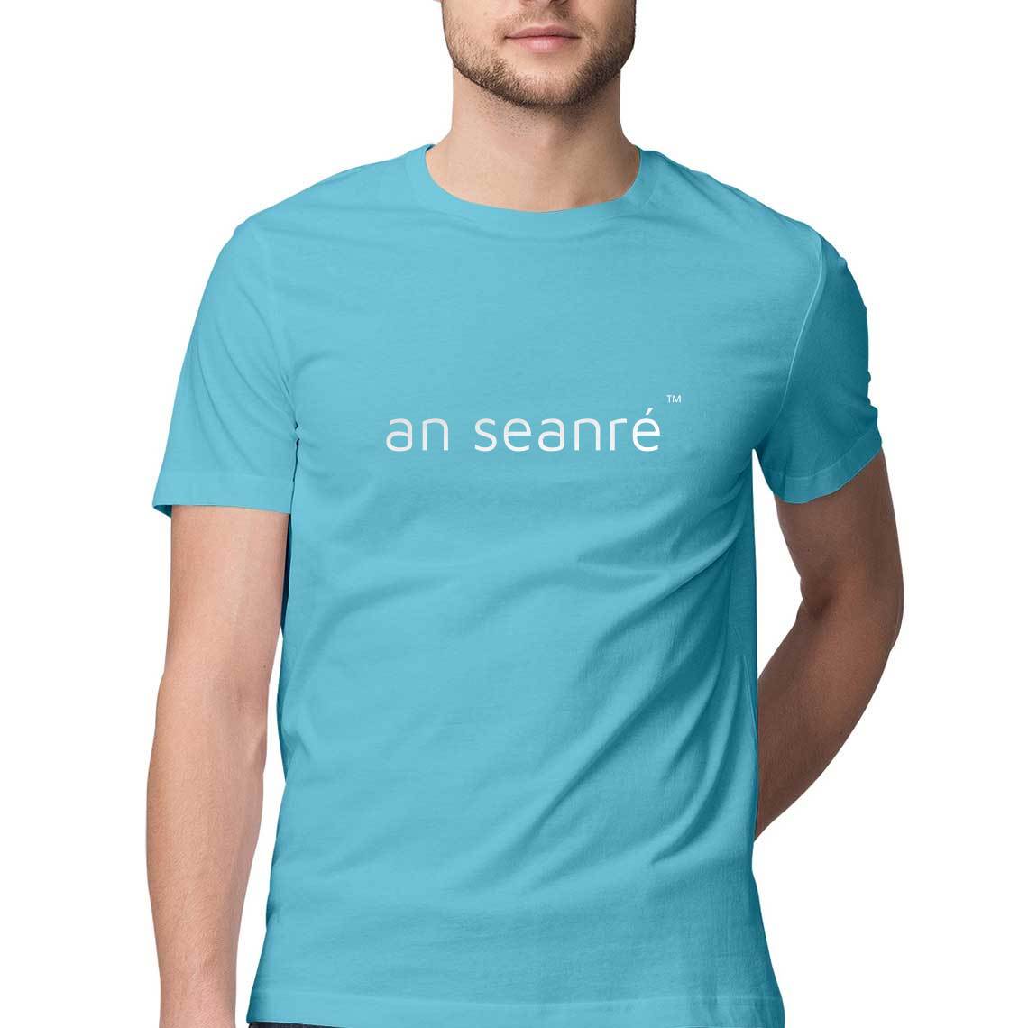 Sky Blue an seanré Mens Half Sleeve Round Neck T-Shirt