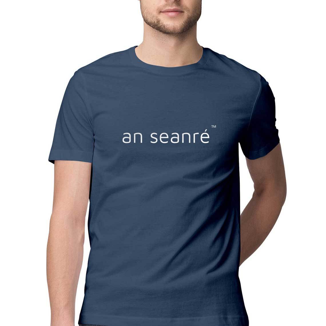 Navy Blue an seanré Mens Half Sleeve Round Neck T-Shirt