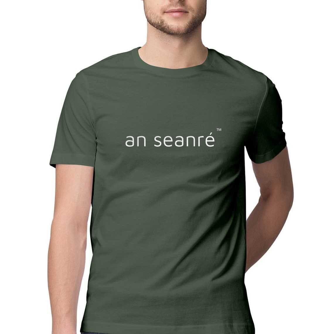 Olive Green an seanré Mens Half Sleeve Round Neck T-Shirt