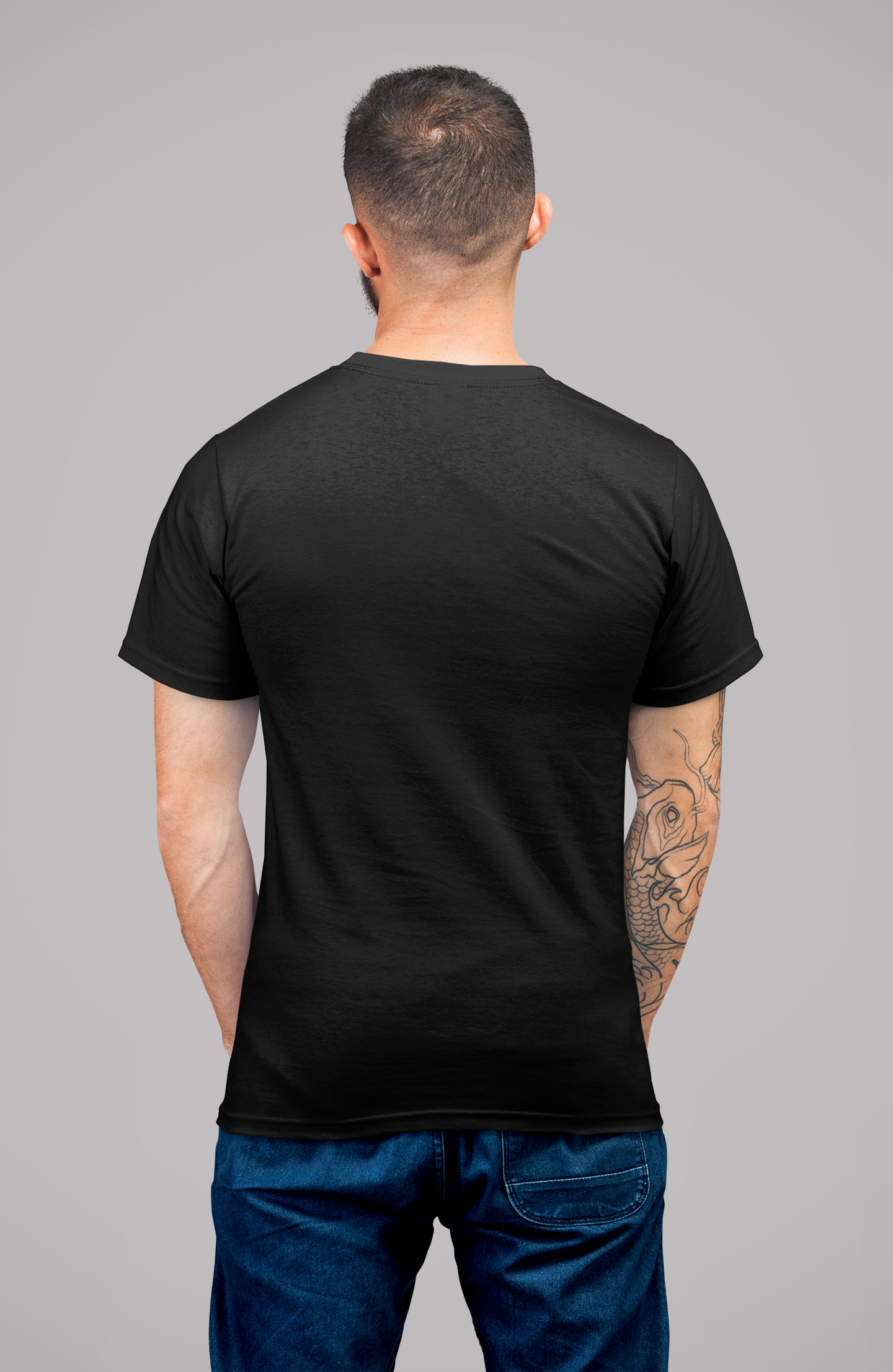 Black an seanré Mens Half Sleeve Round Neck T-Shirt